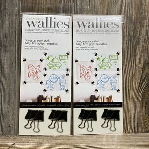(2) Wallies Peel and Stick Hang It Up Binder Clips Decals 20 Clips Each, 1.875”
